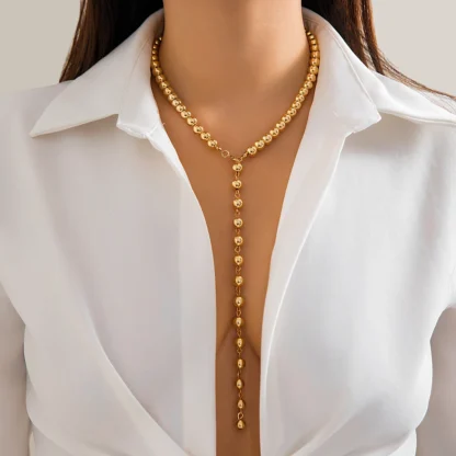 Collar de cadena de borlas con cuentas largas para mujer, cadena de pecho con cuentas de moda, accesorios para el cuello, joyería femenina 2024