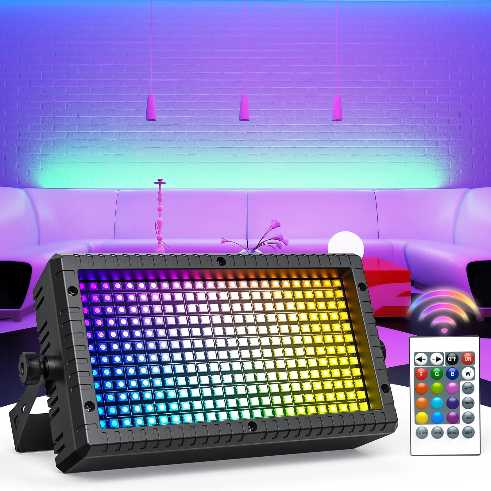 Miniluz LED estroboscópica RGBW 4 en 1 de 60W, bañador de pared de DMX512, sonido automático, maestro/esclavo remoto para boda, Navidad, cumpleaños, Club, DJ