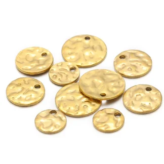 Dijes de disco de acero inoxidable para fabricación de joyas, etiquetas redondas de Color dorado de 8, 10 y 12mm, accesorios para pulseras y collares, 20 piezas
