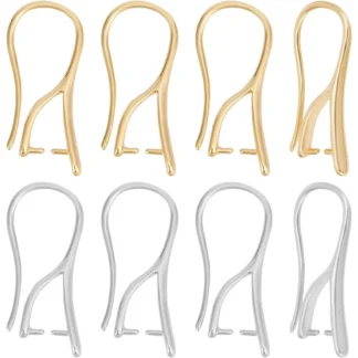 32 Uds. 2 estilos de alambre para oreja con fianzas de pellizco, accesorios para pendientes de latón chapado en oro y platino de 14K, kit de fabricación de ganchos para pendientes de alambre con cierre