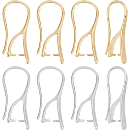 32 Uds. 2 estilos de alambre para oreja con fianzas de pellizco, accesorios para pendientes de latón chapado en oro y platino de 14K, kit de fabricación de ganchos para pendientes de alambre con cierre