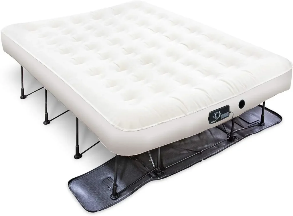 Colchón de aire con estructura y estuche rodante, autoinflable, cama inflable con apagado automático, superficie cómoda
