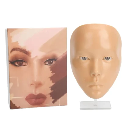 Tablero de práctica de maquillaje de silicona reutilizable, herramienta facial completa con diseño de ojos desmontable 5D para entrenamiento de cosméticos profesionales