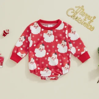 Mono de manga larga con estampado de Papá Noel para bebé, ropa de Navidad para niño y niña, sudadera para recién nacido
