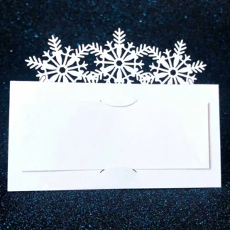 Tarjetas de lugar de mesa de nieve de 50 piezas, mesas artesanales de papel ahuecadas, tarjetas de lugar de nombre de asiento, tema de Navidad, fiesta de cumpleaños y boda