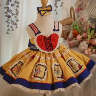 Vestido Lolita de flores hecho a mano para niñas, vestido de tutú bonito y dulce, vestido de princesa para fiesta de cumpleaños, Boutique de boda