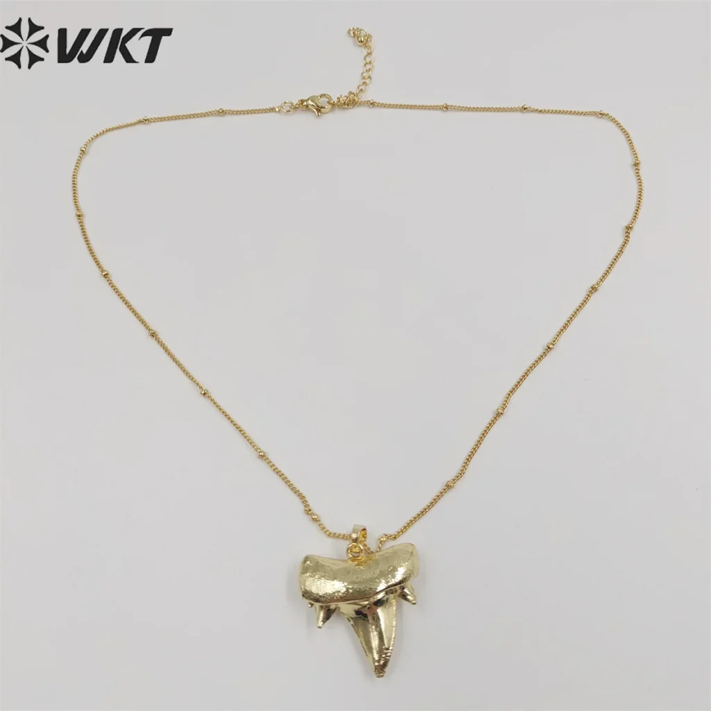 WT-N486 WKT-Cadena de cuentas chapada en oro para mujer, colgante exquisito, joyería de tendencia, Diente de Tiburón, novedad