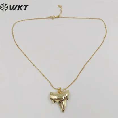 WT-N486 WKT-Cadena de cuentas chapada en oro para mujer, colgante exquisito, joyería de tendencia, Diente de Tiburón, novedad