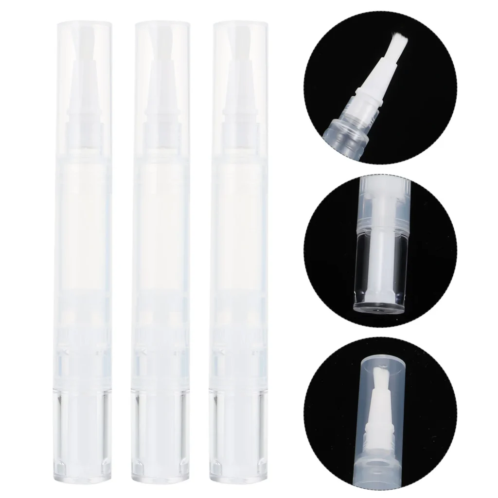 Dispensador de base líquida, corrector de brillo de labios, tubo vacío, aplicador de aceite, cepillo de plástico giratorio, 4 Uds.