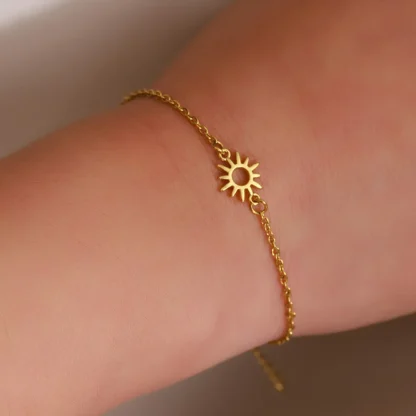 Tobillera hueca de Sol de Color dorado para mujer y niña, cadena de pie impermeable, joyería minimalista, regalo de fiesta en la playa, tobilleras de girasol