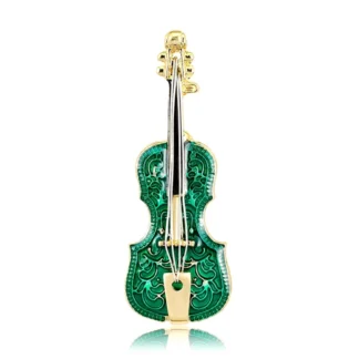 Pin esmaltado de concierto verde, broches de solapa para ropa de violín, bonito regalo de joyería para instrumentos musicales
