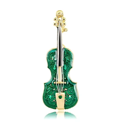 Pin esmaltado de concierto verde, broches de solapa para ropa de violín, bonito regalo de joyería para instrumentos musicales