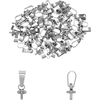 Aproximadamente 60 uds., 2 tamaños, colgantes de clavijas de acero inoxidable, conector de encanto de pellizco, cierres de encuadernación colgantes de Pin de 1mm para medio kit de fabricación