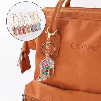 Llavero colgante de zapatos de tacón alto a la moda, llavero de diamantes de imitación, soporte de llave, decoración, bolso, llavero de coche, adornos colgantes