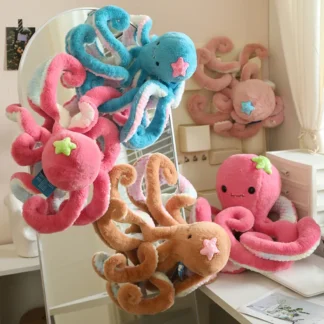Juguetes de peluche de pulpo de Color de simulación, animales de peluche Fluffly, muñeca de acompañamiento suave y encantadora, almohada para dormir para niños, decoración de regalos para niñas