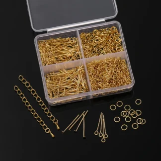 440 unids/caja 9 pines Pin de cabeza plana anillos de salto cadena de extensión accesorios de joyería para pendientes DIY collar accesorios de fabricación de joyería
