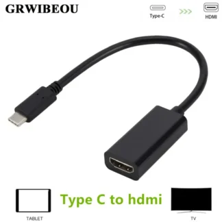 Grwibeou-Adaptador de USB-C a HDMI tipo C, convertidor USB 3,1 macho a hembra para MacBook2016, Huawei Matebook, Smasung