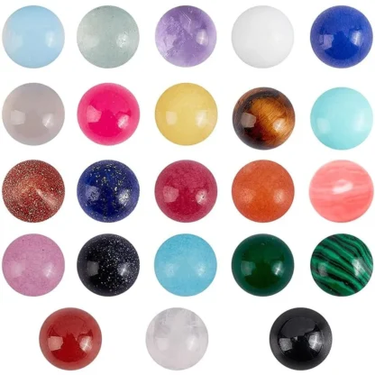 46 Uds. Cabujones de piedras preciosas naturales, cuentas de cabujón semicirculares de 6mm, piedras, cabujones de cuarzo de 23 colores para kit de fabricación de pulseras