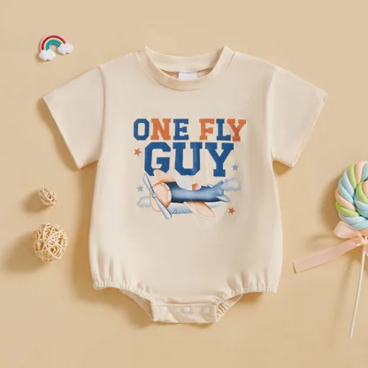 Peleles para bebés y niños pequeños, trajes de cumpleaños, estampado de letras de avión, monos de verano de manga corta, monos para niños