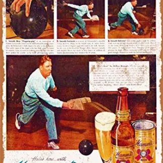 Letrero de metal - Hamm's Beer and Bowling - aspecto vintage