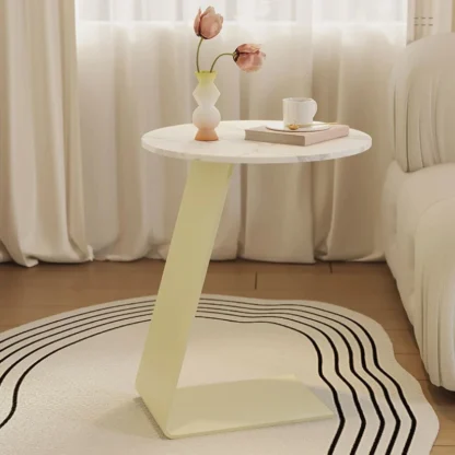 Mesa de centro de sofá para sala de estar, mesita de noche de tablero de roca redonda, mesa lateral Simple tipo C, muebles prácticos versátiles para el hogar, CX988MK