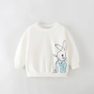 Ropa de algodón liso para bebé, sudaderas con estampado de conejo para chico y niña, jersey de moda, camisetas de manga larga para niño