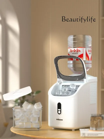 Máquina de hielo de cubo de hielo comercial para el hogar pequeño, bebidas frías, oficina, reserva automática, fabricación de hielo