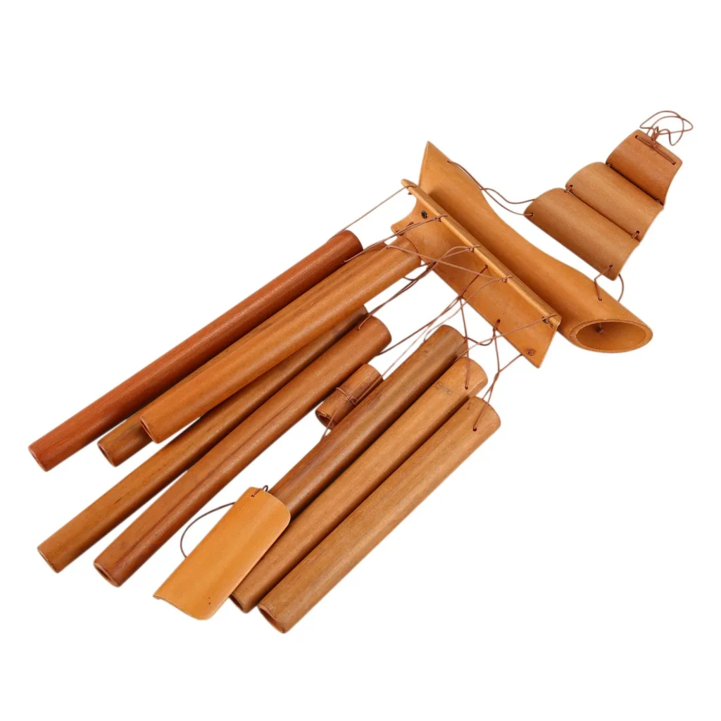 Campana de viento de bambú hecha a mano, anillo Natural, decoración del hogar, adorno colgante, campana de viento para patio al aire libre