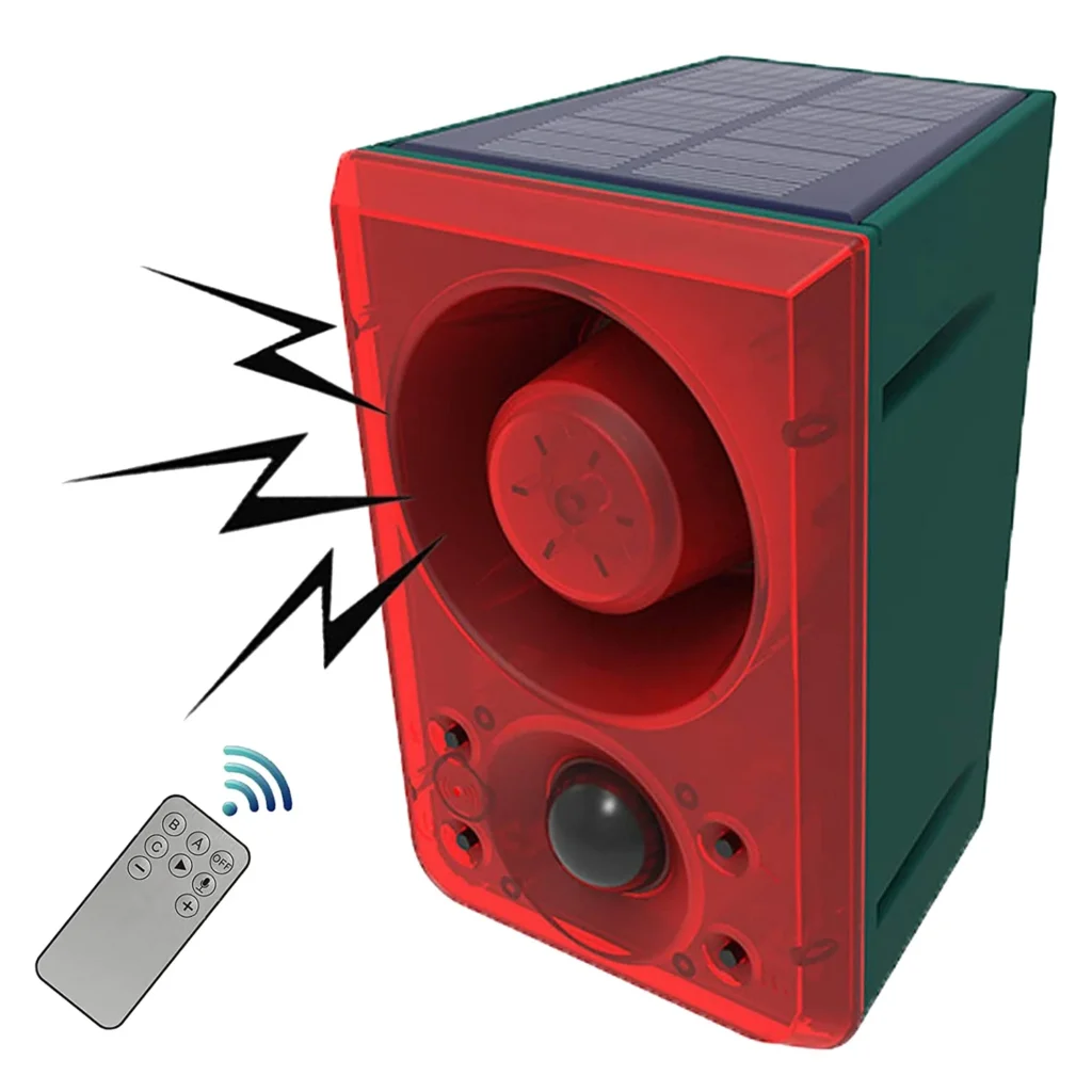 Alarma Solar con Sensor de movimiento para exteriores, sistema de alarma de seguridad con Control remoto, luz de sonido de 130Db, sirena
