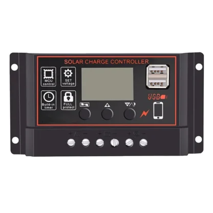 Controlador de carga solar 100A Controlador de panel solar Pantalla LCD de 12 V 24 V Regulador de batería de panel solar con puerto USB