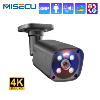 Miecu-cámara de seguridad inteligente para exteriores, dispositivo de vigilancia con Audio bidireccional, 4K, 8MP, POE, AI, alarma roja y azul, detección humana
