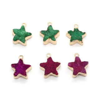 Colgantes de cristal blanco con forma de estrella, piedra semipreciosa Natural DIY para hacer collares y pendientes, adhesión de 15x19mm, 2 unids/paquete