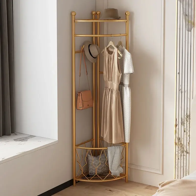 Cesta creativa, Perchero de pie, carrusel dorado minimalista, colgador de armario, Percheros de dormitorio, muebles de Pared para el hogar