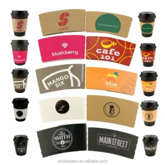 Funda de taza de café de papel desechable impresa personalizada, producto personalizado, negro, 8, 12, 16 oz