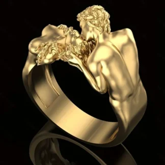 Anillo abierto de moda europea y americana, joyería de pareja, abrazo, anillo de beso