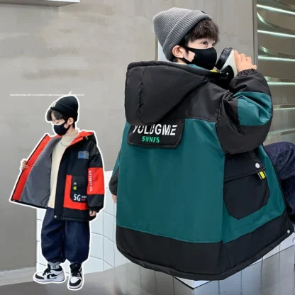 Abrigo para niños Chaqueta de algodón cortavientos prendas de vestir exteriores 2025 Vintage invierno otoño espesar algodón cálido regalo de Navidad ropa para niños