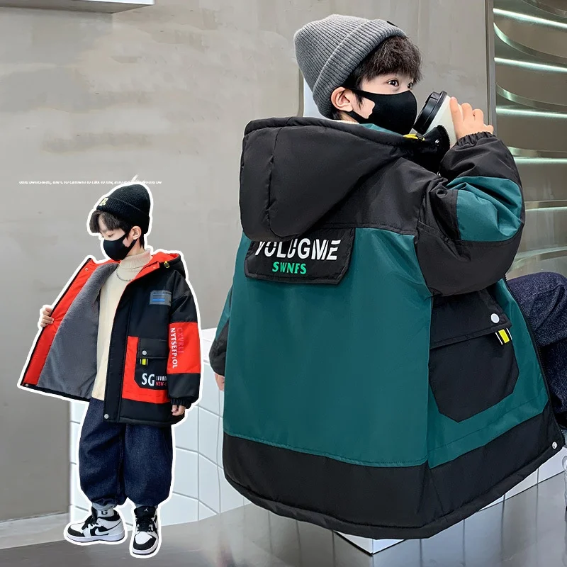 Abrigo para niños Chaqueta de algodón cortavientos prendas de vestir exteriores 2025 Vintage invierno otoño espesar algodón cálido regalo de Navidad ropa para niños