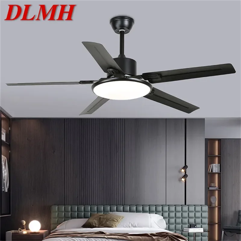 DLMH-ventilador de techo moderno, luz LED de lujo para sala de estar, restaurante, dormitorio, estudio, control remoto, eléctrico