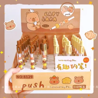 Bolígrafo de Gel de prensa Capybara creativo, bolígrafos de firma de tinta negra, regalo de papelería, suministros de escritura escolar, 0,5mm, 24 unidades por lote