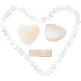 1 caja de cuentas de corazón de concha de nácar Natural de agua dulce, corazón pulido, Concha de mar blanca, espaciador plano, abalorio de amor, cuentas sueltas