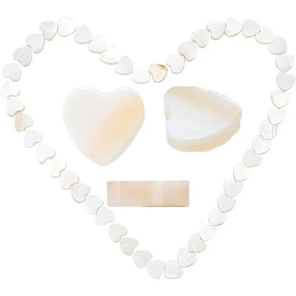 1 caja de cuentas de corazón de concha de nácar Natural de agua dulce, corazón pulido, Concha de mar blanca, espaciador plano, abalorio de amor, cuentas sueltas