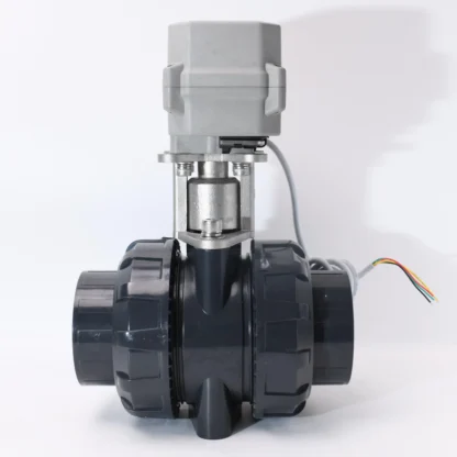 Actuador de flujo eléctrico de Control de agua, válvula de bola, Motor operado, UPVC, soporte SS, CR201, DN40