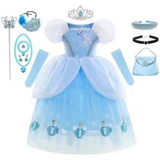 Vestido de Cenicienta para niñas, disfraz de princesa para Halloween, Navidad, fiesta de cumpleaños