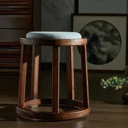 Taburete de tocador de olmo antiestático, Banco Guzheng, cambio de zapatos antiguo, asiento bajo, silla de comedor acolchada suave, adecuado para sala de estar