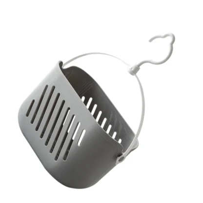 Cesta colgante para cocina, organizador de almacenamiento, bolsa de mano negra con gancho, estante para ducha de frutas, escurridor de pared