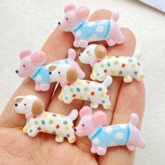 10 Uds. De cabujones de resina con parte posterior plana de la serie de cachorros de dibujos animados para álbum de recortes, accesorios de decoración artesanal de joyería DIY