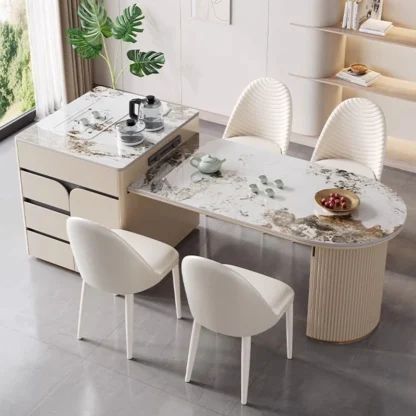 Mesa de comedor ajustable y moderna, muebles de lujo con diseño Redondo, Para café, sala de estar Nórdica