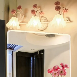 Lámpara de pared de hierro forjado Vintage para el hogar, lámpara frontal de espejo blanco, luces de vela E14, accesorio de iluminación
