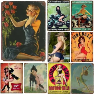 Letreros de Metal para garaje para niñas, carteles Vintage para hombres y mujeres, decoración artística de pared, bares para el hogar, clubes, cafés