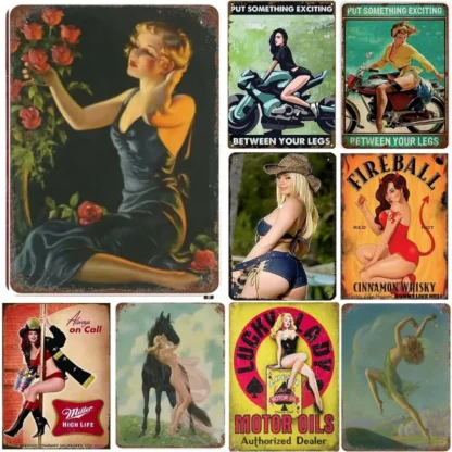 Letreros de Metal para garaje para niñas, carteles Vintage para hombres y mujeres, decoración artística de pared, bares para el hogar, clubes, cafés